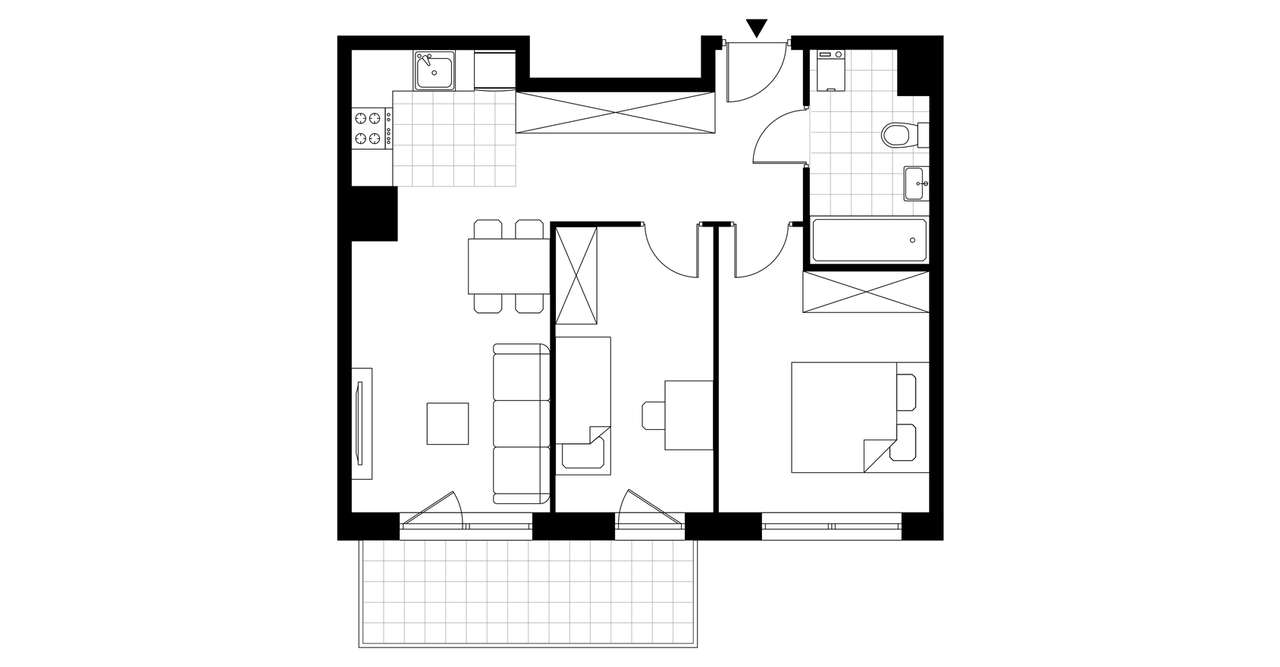 3-pokojowe mieszkanie 50m2 + balkon - Pełny obrazek: 3/8