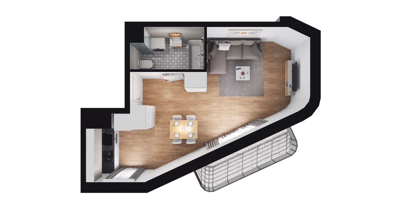 1-pokojowe mieszkanie 33m2 + balkon - Pełny obrazek: 2/8