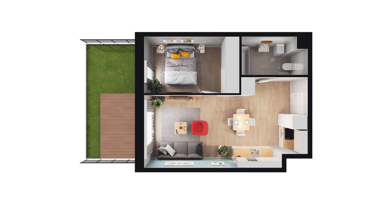 2-pokojowe mieszkanie 37m2 + ogródek Bez Prowizji - Pełny obrazek: 2/8