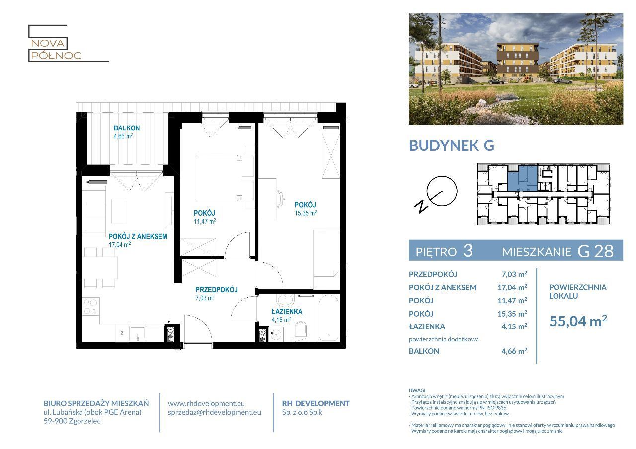 Mieszkanie 3 - pokojowe - pow. 55,04 m2