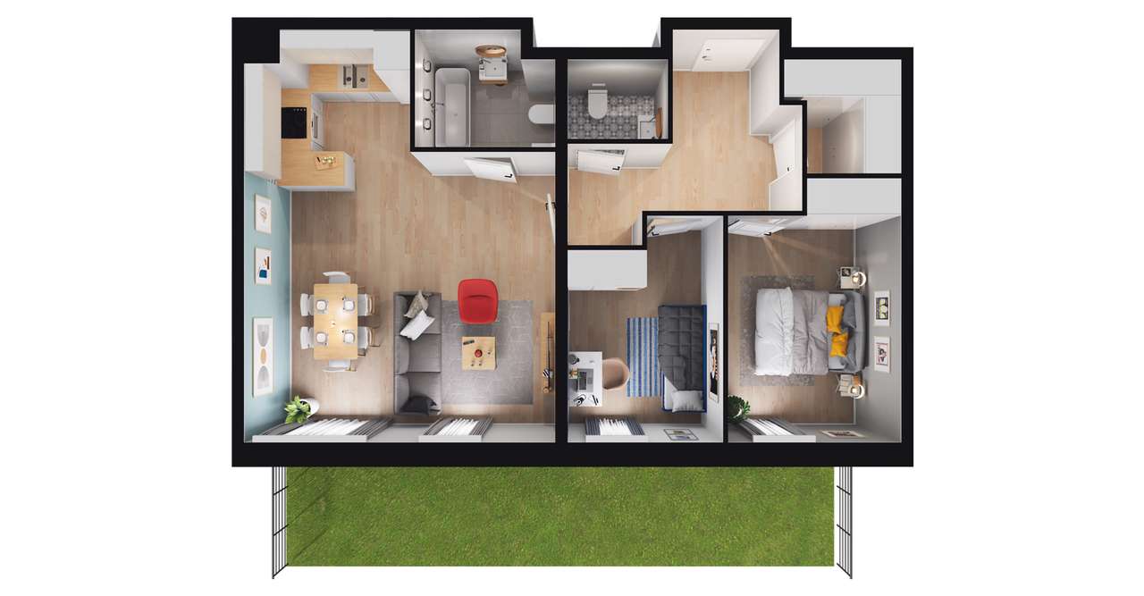 3-pokojowe mieszkanie 70m2 + ogródek Bez Prowizji - Pełny obrazek: 2/6