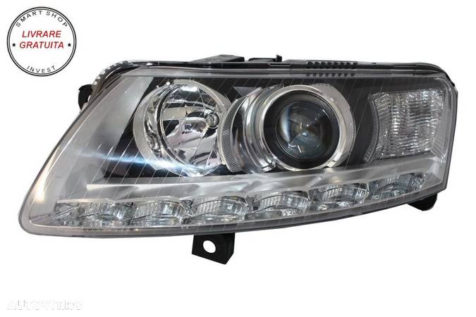 Faruri LED DRL Xenon Audi A6 C6 4F (04.2004-2008) Fara AFS Chrome- livrare gratuita - 2