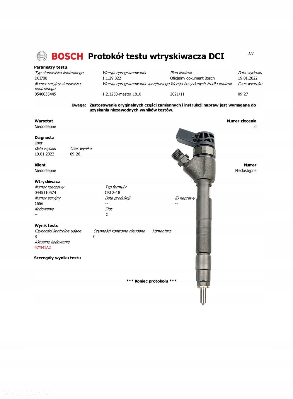 Wtryski KOMPLET Bosch 0445110574 Mercedes - 1