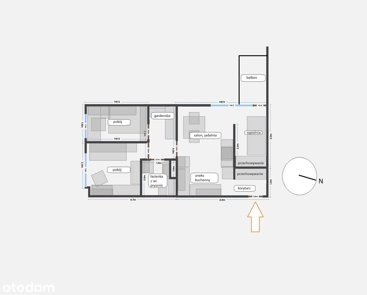 Bezpośrednio / 3 pokoje/ 45m / balkon / winda / pełne AGD / słoneczne-7