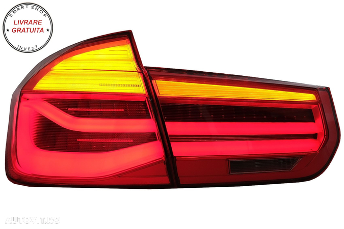 Stopuri LED BMW Seria 3 F30 (2011-2019) Rosu Clar LCI Design cu Semnal Dinamic Sec- livrare gratuita - 7