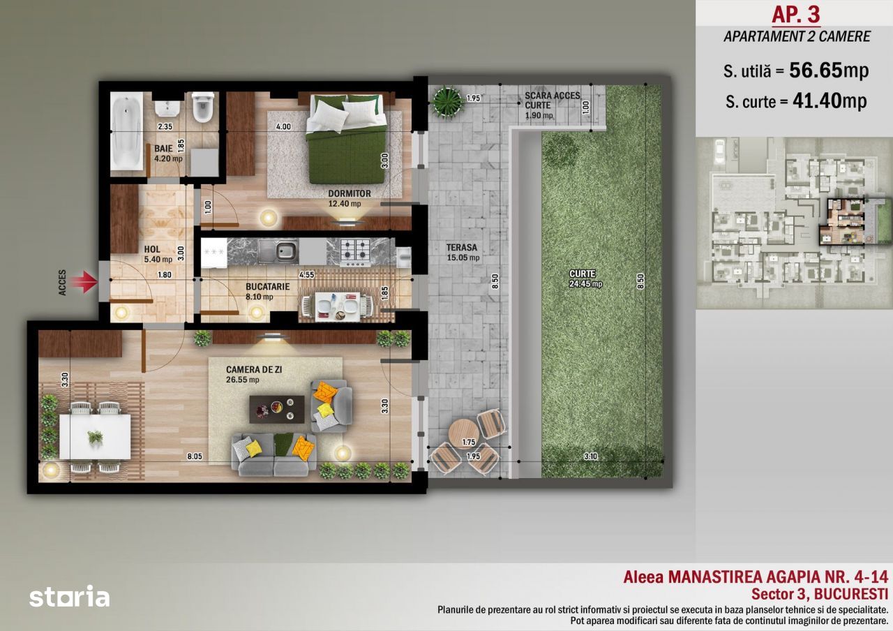 Apartament 2 Camere + Curte Nicolae Grigorescu