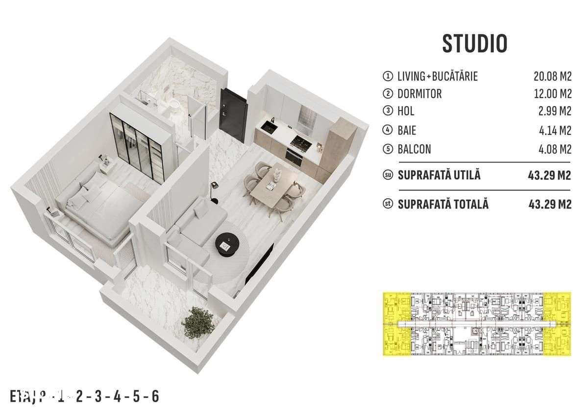 Garsoniere, studiouri, apartamente moderne si confortabile - Imagine principală: 5/6