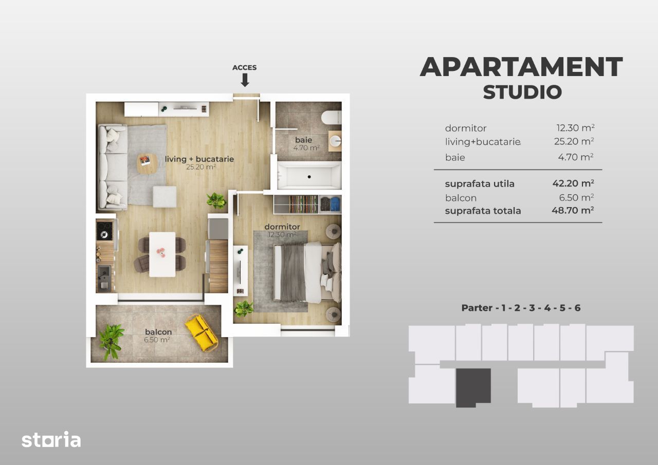 PROMOTIE!! Studio spatios 49mp ,Metrou Aparatorii Patriei (10-12min)