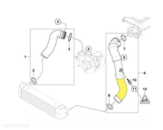 Furtun intercooler, supraalimentare Bmw X3 E83 2004-2011, X3 F25 2010-, diametru 54 mm, cauciuc, 2055PT-3 - 1