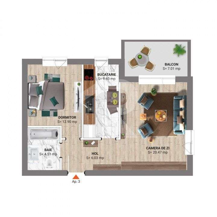 2 CAMERE Padurea BANEASA - bloc 2023 - Apartament premium in Greenfiel - Imagine principală: 1/13