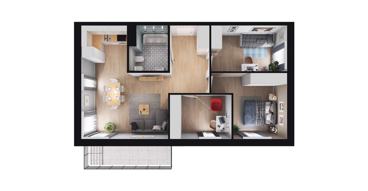 4-pokojowe mieszkanie 66m2 + balkon - Pełny obrazek: 2/8