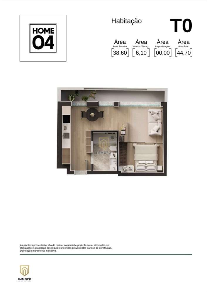 Apartamento T0+1 em Matosinhos com varanda - Grande imagem: 3/3