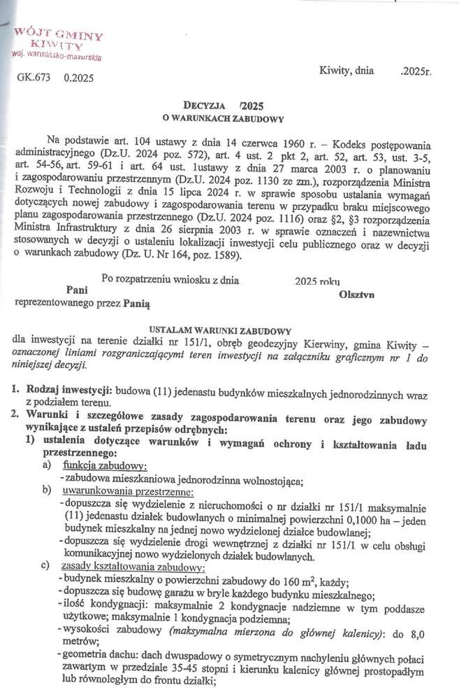 Działka budowlana Kierwiny, Kiwity z decyzją o warunkach zabudowy-11