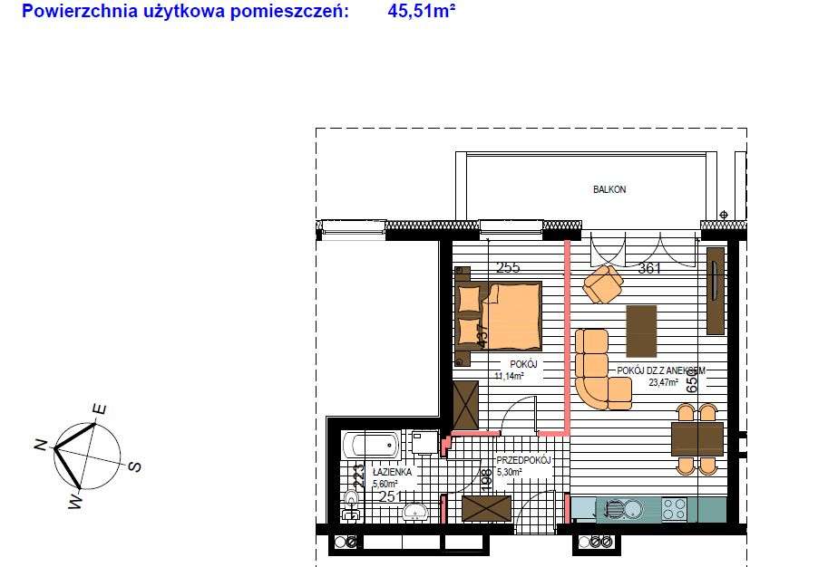 Al. Św. Wojciecha 45,5 m2. 2 pok. Oddane do użytku-1
