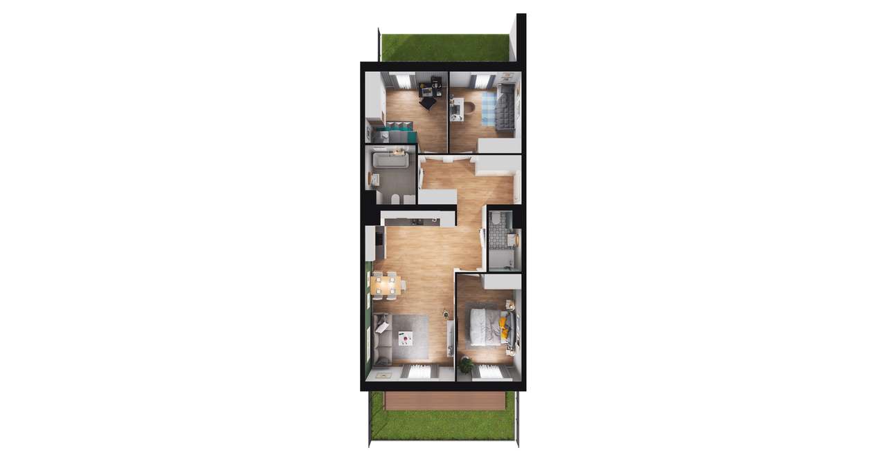 4-pokojowe mieszkanie 75m2 + 2 ogródki - Pełny obrazek: 2/8