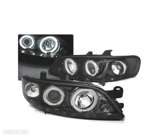 FARÓIS ANGEL EYES CCFL PARA OPEL VECTRA B 99-02 PRETO - 1