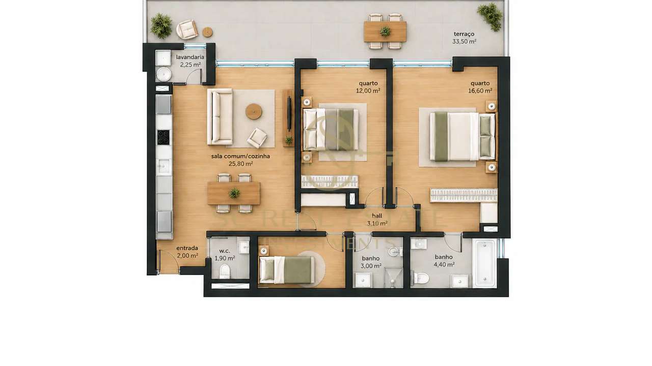 T2+1 Novo, com terraço, dois Lugares de Garagem - Maia-14