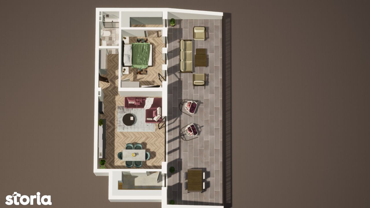 Apartament cu 2 camere + terasa 43 mp, Ansamblul Tender Nest, Floresti