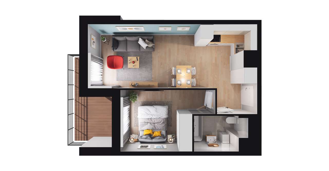 2-pokojowe mieszkanie 37m2 + balkon Bezpośrednio - Pełny obrazek: 3/9