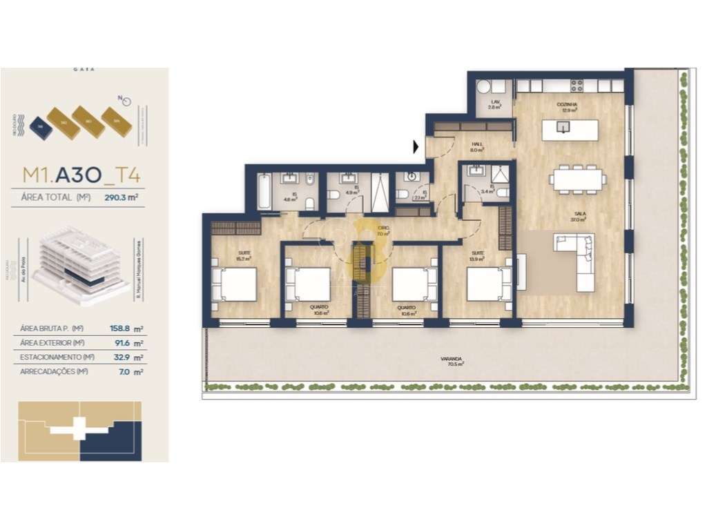 Excelente apartamento T4, com 92m2 de espaço exterior, dois lugares...-22