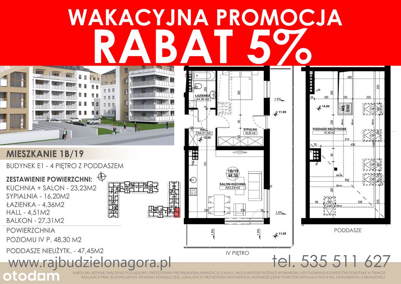 Osiedle Źródlane | poddasze i duży balkon-27,31m2 (lokal 1B/19)