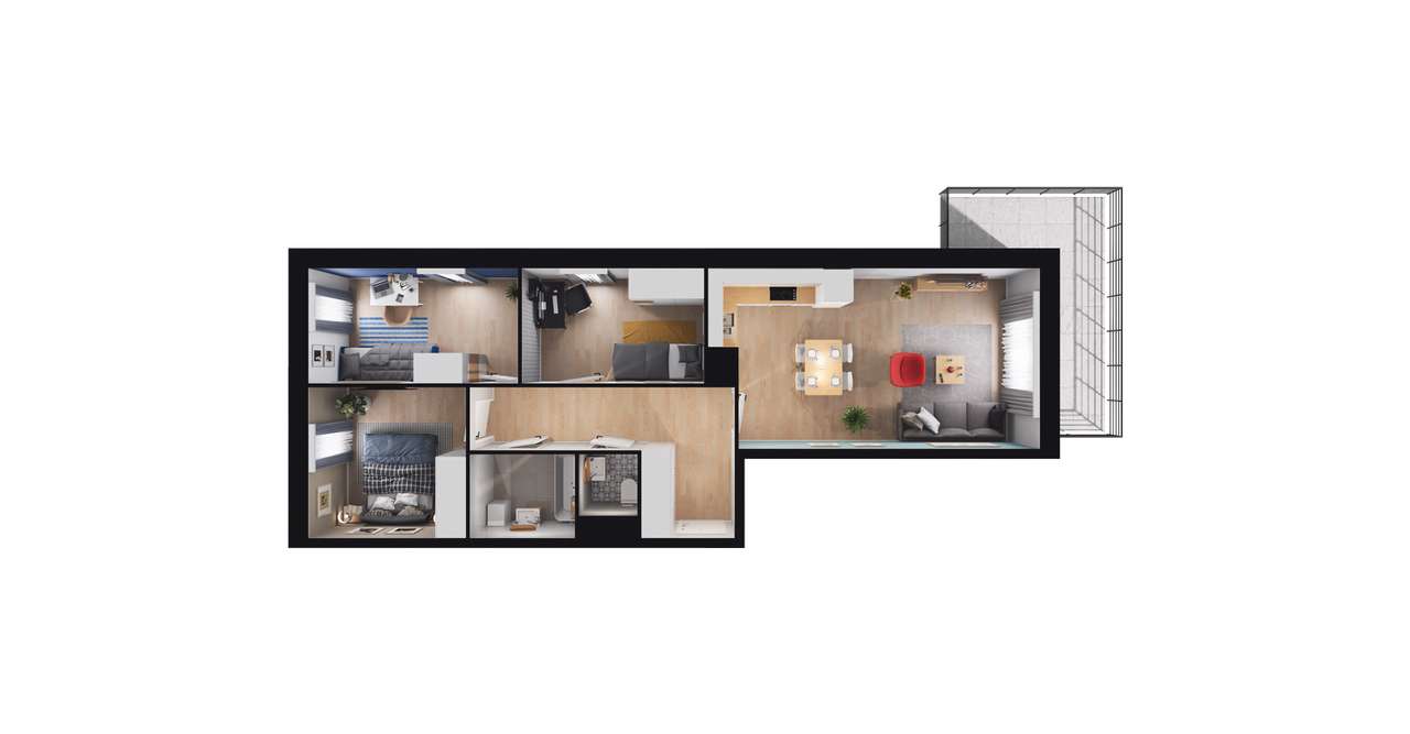 4-pokojowe mieszkanie 62m2 + balkon Bez Prowizji - Pełny obrazek: 3/7