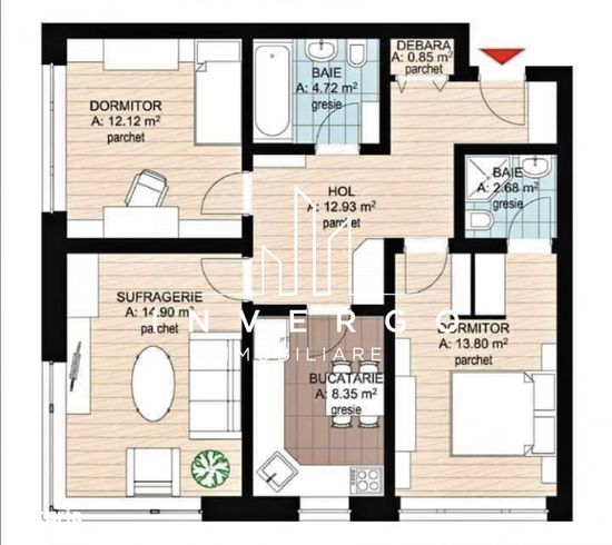 Apartament in bloc nou, 3 camere,  de vanzare, in Nufarul-7
