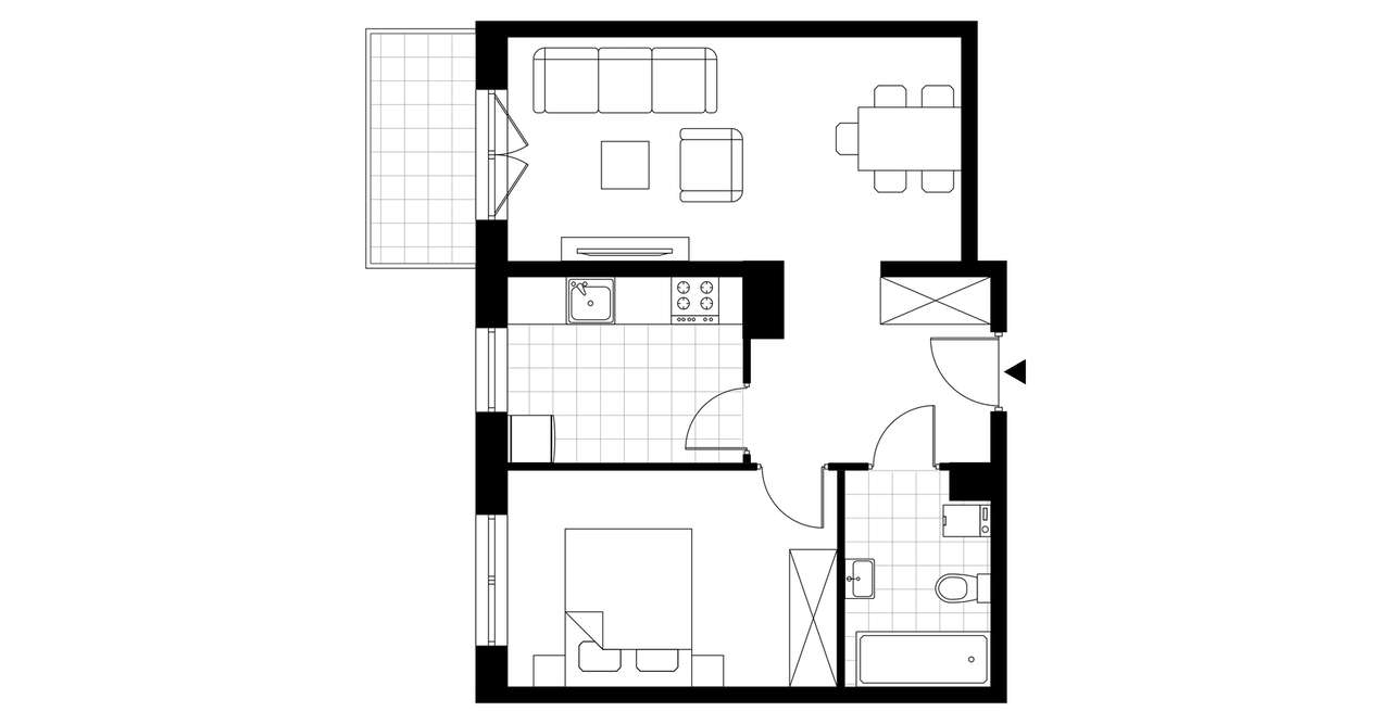 2-pokojowe mieszkanie 46m2 + balkon - Pełny obrazek: 3/6