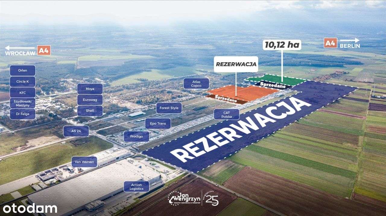 Działka przy skrzyżowaniu autostrad A4, A18, MPZP-6
