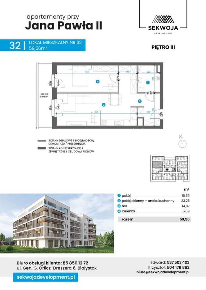 Apartament nr 32 - Apartamenty przy Jana Pawła II - Pełny obrazek: 2/7