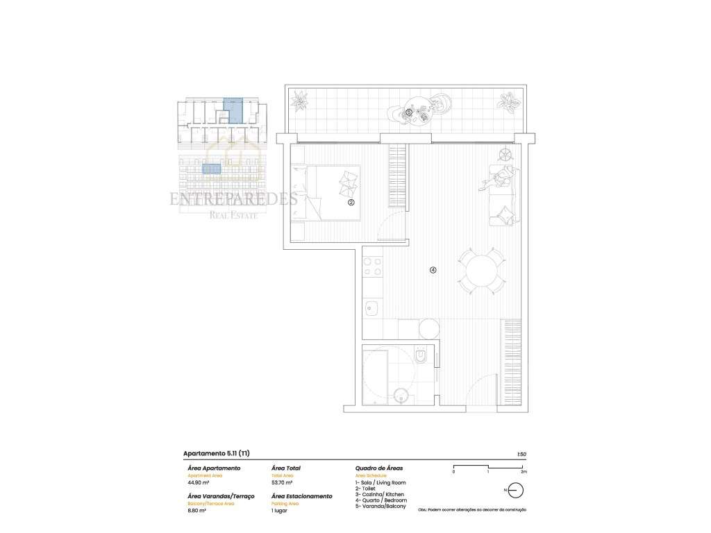 Apartamento T1 com lugar de garagem e varanda para comprar - Antero...-11