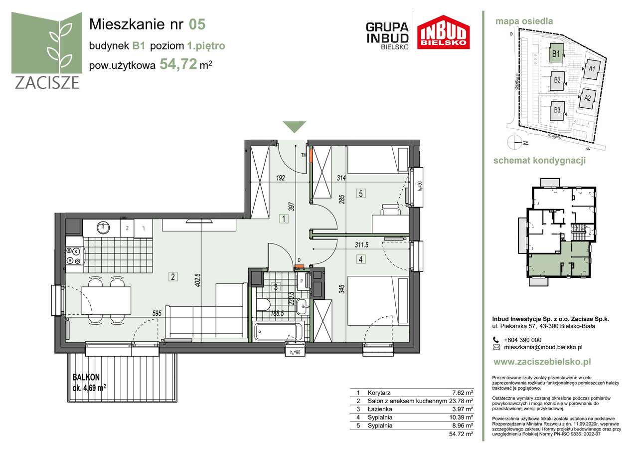 Apartamenty Zacisze | mieszkanie 3-pok. | B1.5 - Pełny obrazek: 2/7