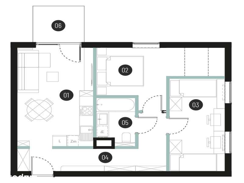 Nowoczesne M3 z możliwością aranżacji na 4 pokoje!-1