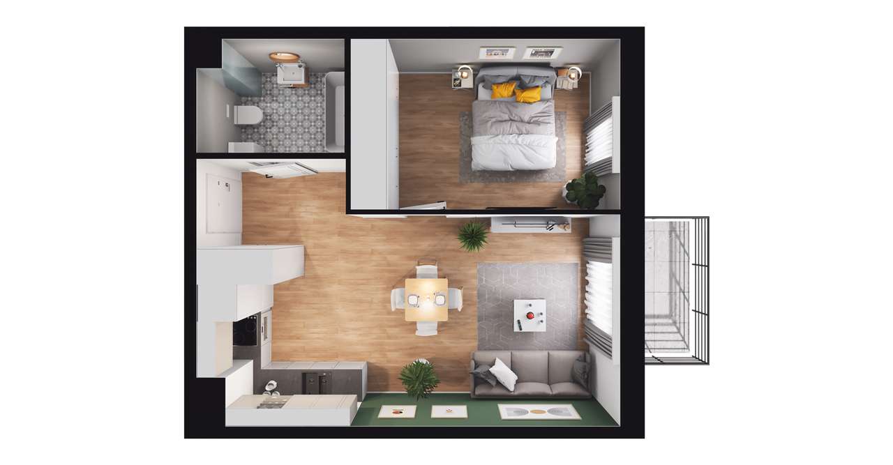 2-pokojowe mieszkanie 40m2 + balkon Bezpośrednio - Pełny obrazek: 2/8