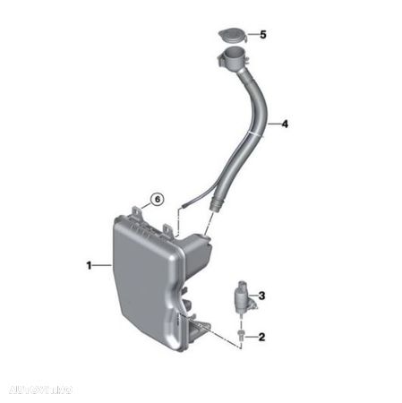 Rezervor spalator parbriz BMW X1 (F48), 06.2015-; X2 (F39), 03.2018-, Gat de umplere cu capac, cu pompa lichid parbriz, cu spalator far si senzor nivel lichid - 1