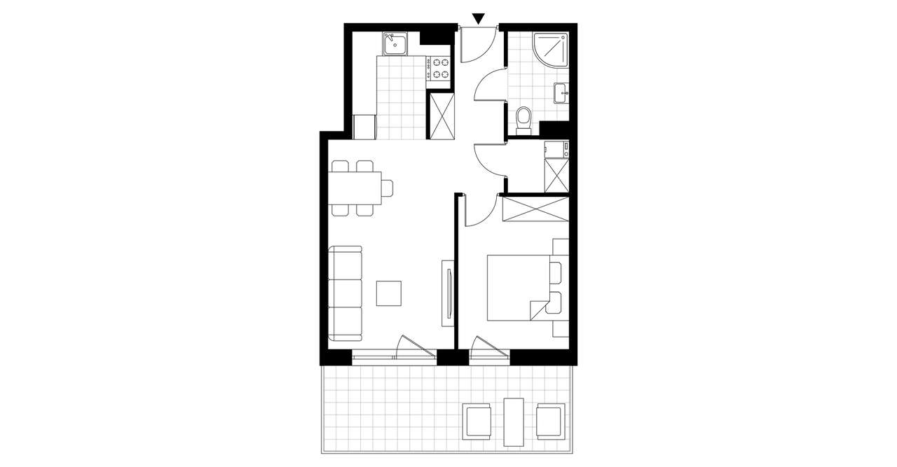 2-pokojowe mieszkanie 42m2 + taras Bezpośrednio - Pełny obrazek: 3/8