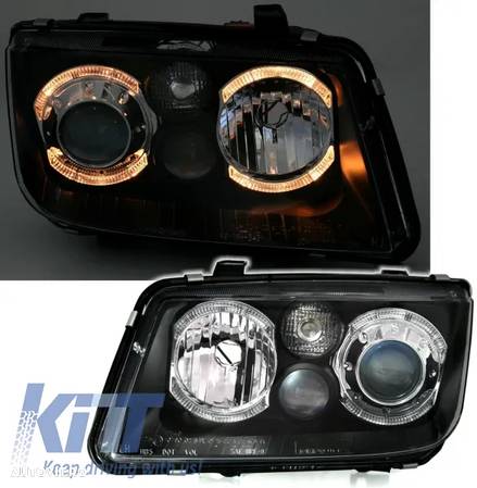 Faruri compatibil cu VW Bora (09.1998-07.2005) Angel Eyes Negru - 2