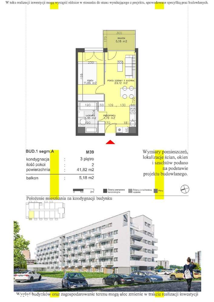 ETAP II 41,82 m2- 2 pokoje! Centrum! - Pełny obrazek: 3/8