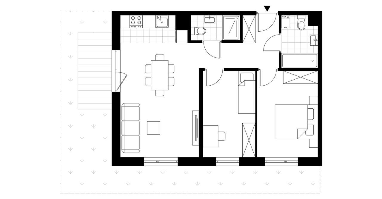 3-pokojowe mieszkanie 60m2 + ogródek Bezpośrednio - Pełny obrazek: 2/7