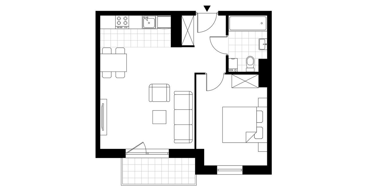 2-pokojowe mieszkanie 46m2 + balkon - Pełny obrazek: 4/9