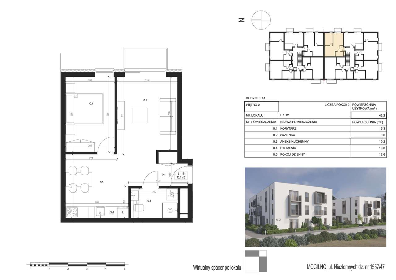 NOWE mieszkanie 2 pokojowe MOGILNO/ 43,2m2 - Pełny obrazek: 2/11