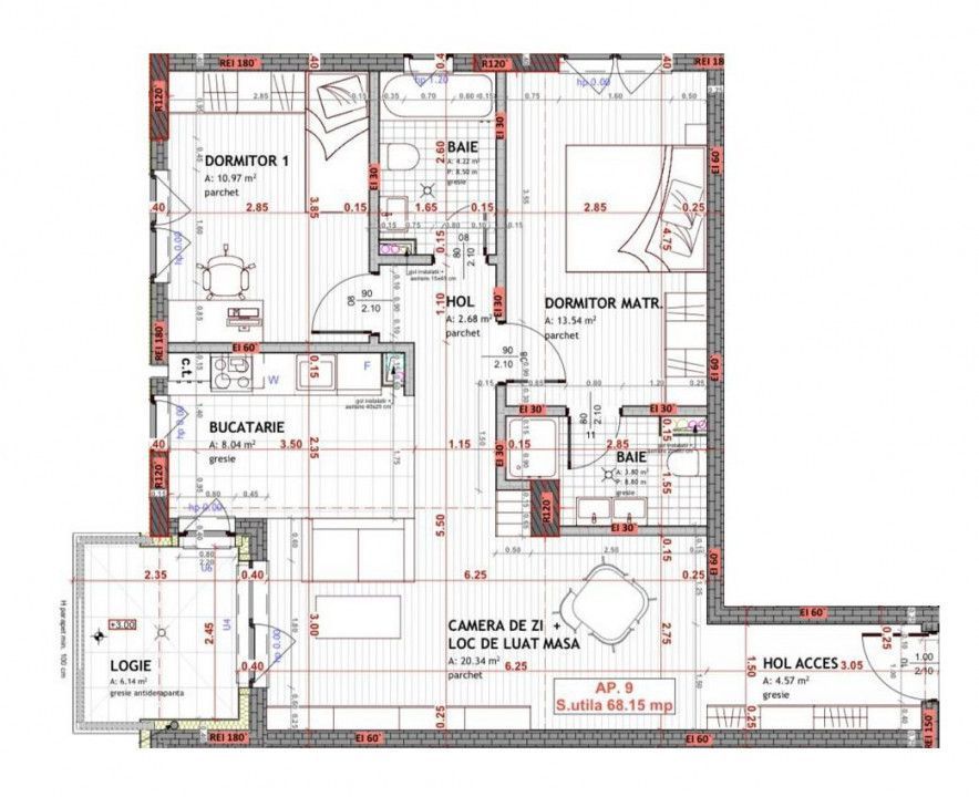 Apartamente finisate de 3 camere, 68mp, balcon, la 5 minute de Vivo Ma