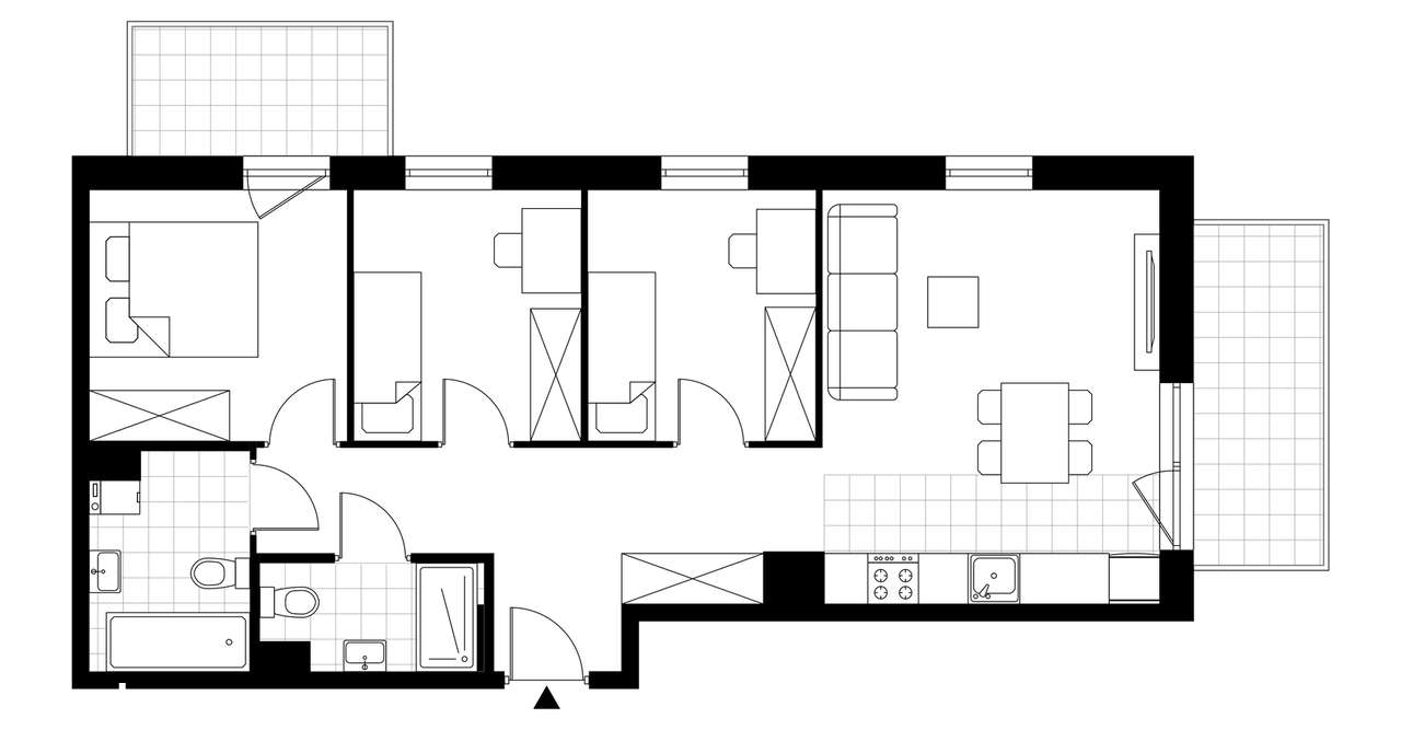 4-pokojowe mieszkanie 66m2 + 2 balkony - Pełny obrazek: 3/8