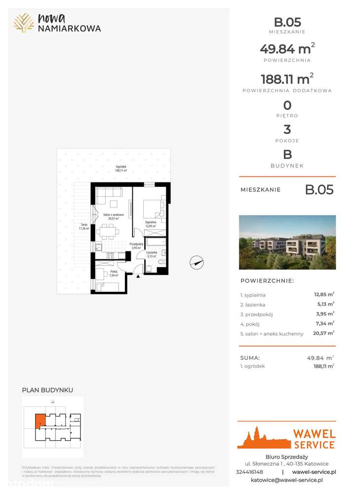 3-pokojowe mieszkanie 49m2 + ogródek Bez Prowizji - Pełny obrazek: 2/8