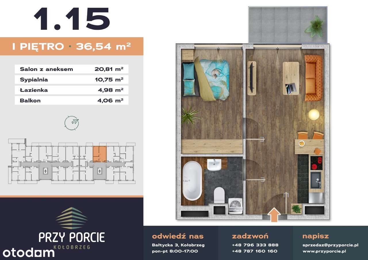 Przy Porcie - etap II | mieszkanie 2-pok. | M1.15 - Pełny obrazek: 2/8