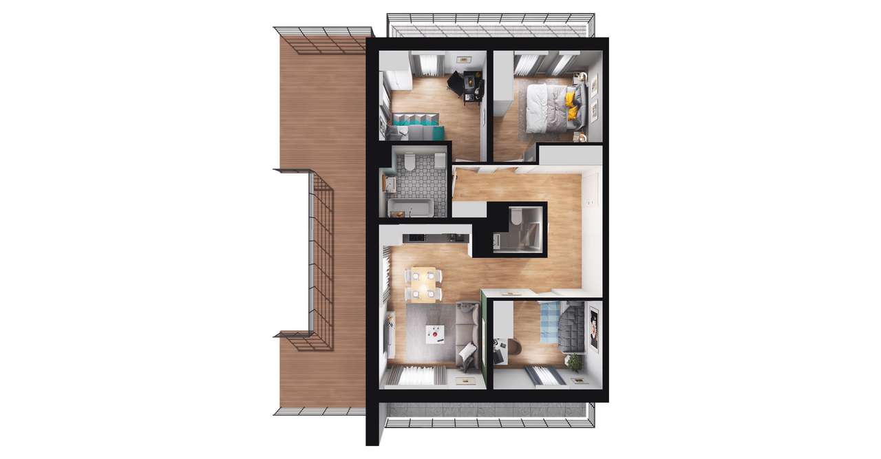 4-pokojowe mieszkanie 74m2 + taras Bez Pośredników - Pełny obrazek: 2/8