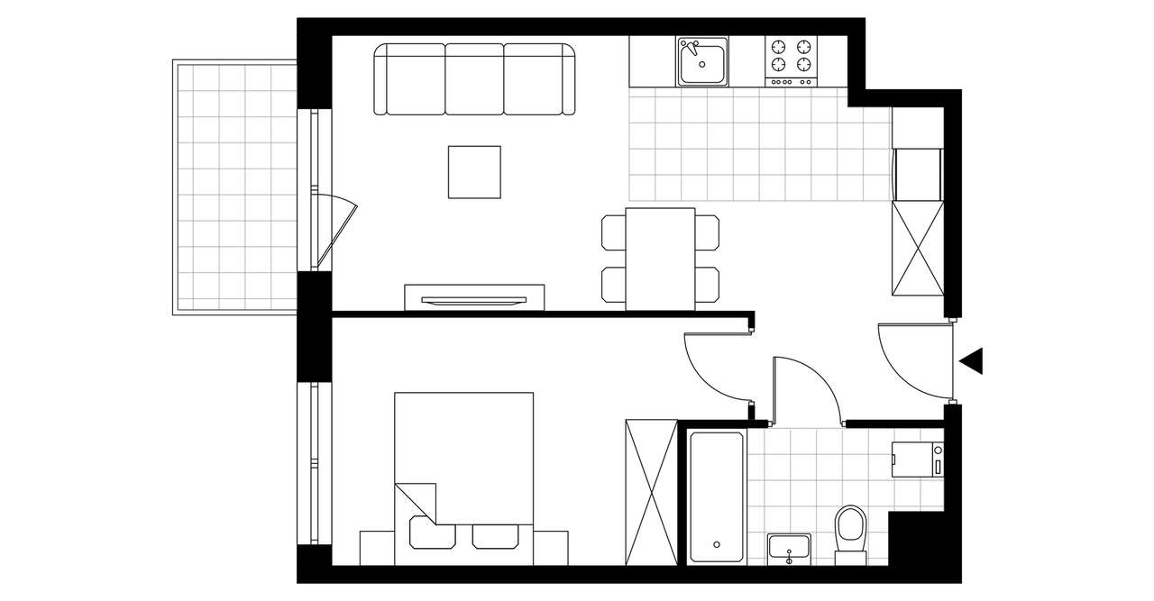 2-pokojowe mieszkanie 40m2 + balkon - Pełny obrazek: 3/8