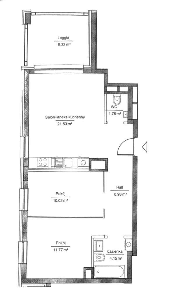 3-pokojowe mieszkanie 60,46m2 ul. Pałuków , CH Galeria Północna-15