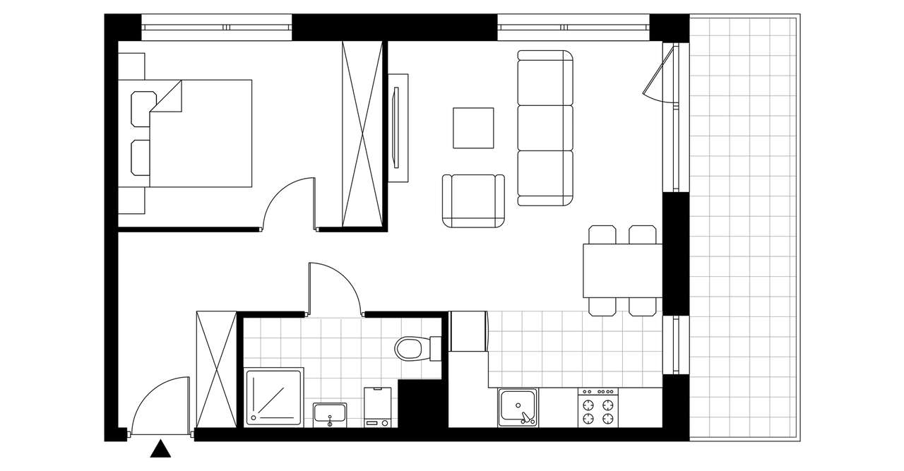 2-pokojowe mieszkanie 46m2 + balkon - Pełny obrazek: 3/8