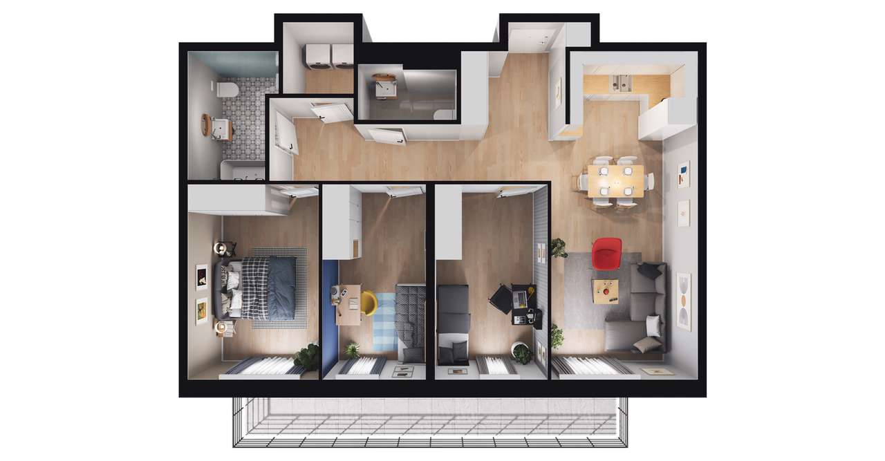 4-pokojowe mieszkanie 82m2 + balkon Bezpośrednio - Pełny obrazek: 2/7